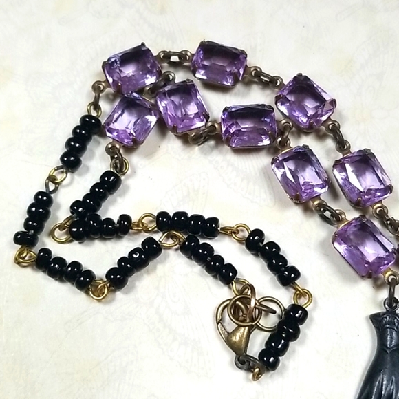 Repurposed 1950s Vintage Jewelry Art Deco Art Nouveau Design Assemblage Necklace - Picture 11 of 12